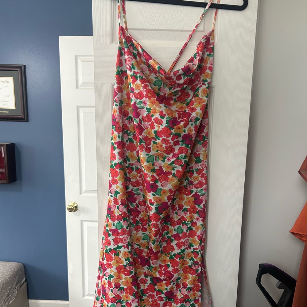 Floral Swoop Neck Dress